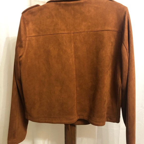 LC Lauren Conrad Brown Moto Jacket and Nine West Blouse. - Picture 6 of 11